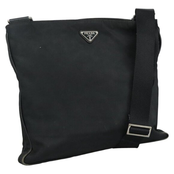 PRADA Shoulder Bag Nylon Black Silver Auth mr935 - Picture 1 of 16